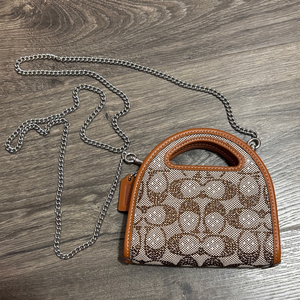 Top Handle Card Case In Crystal Signature Jacquard